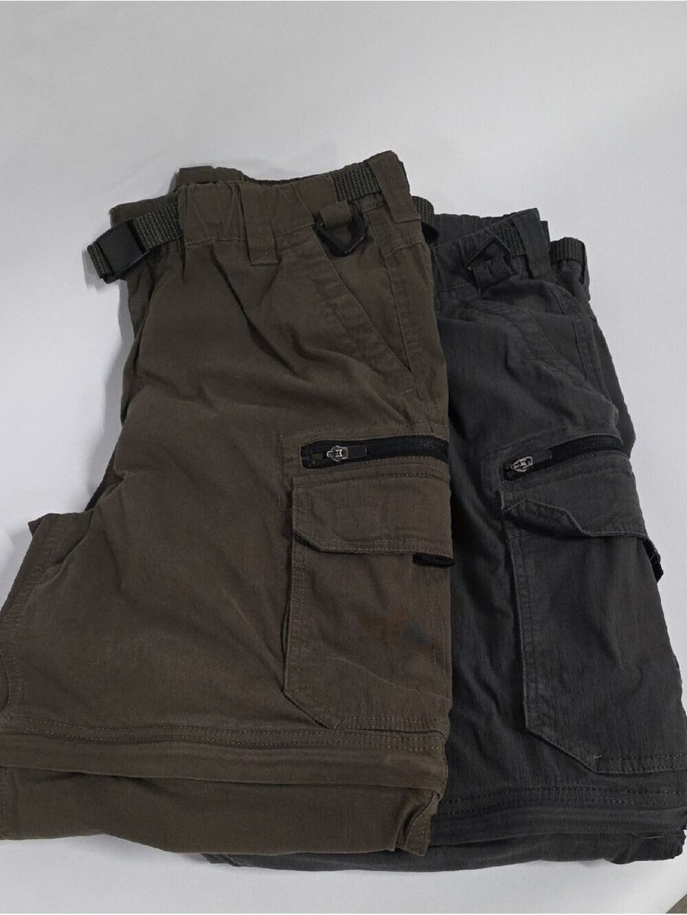 B.C. Clothing Men's Convertible Cargo Pants, (2 Pairs), Size MX32, Green & Gray